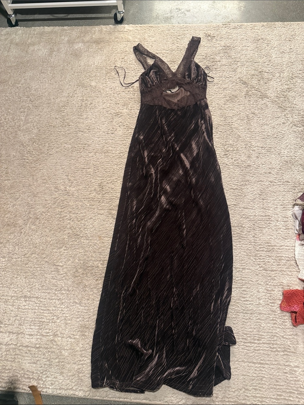Zara Dark Brown Velvet Maxi Dress